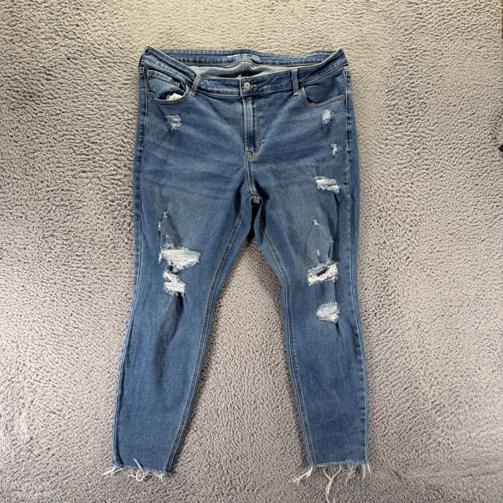 Old Navy Rockstar Jeans Womens 18 Blue Cotton Denim Skinny Distressed Stretch